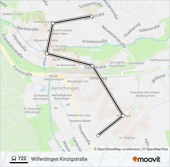 Buslinie 722 Karte