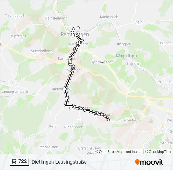 Buslinie 722 Karte