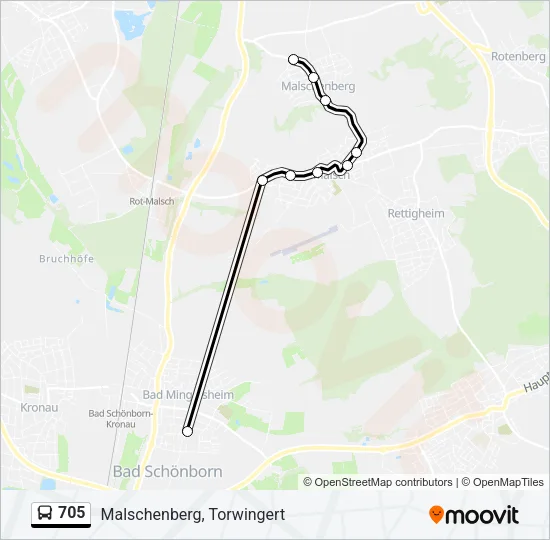 705 Bus Line Map
