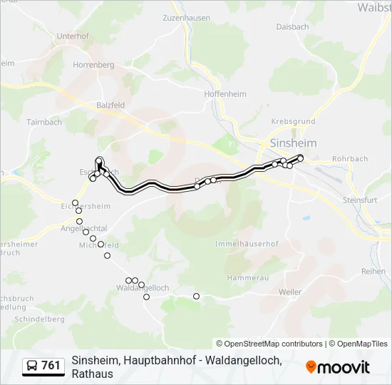 761 Bus Line Map