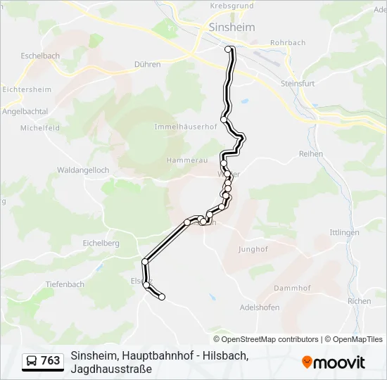 763 Bus Line Map