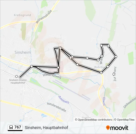 767 Bus Line Map