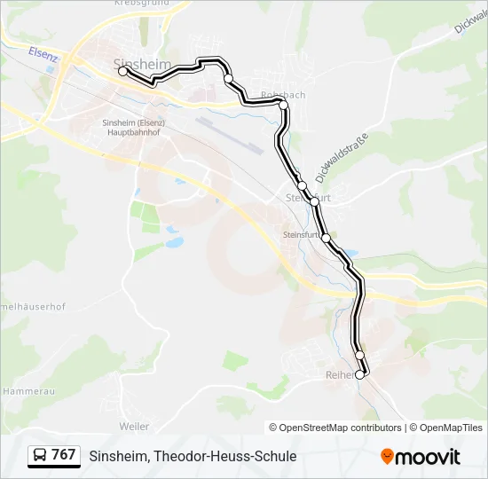 767 Bus Line Map
