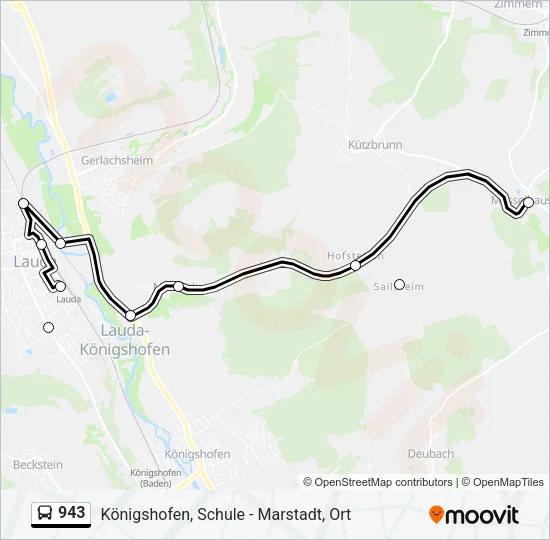 Автобус 943: карта маршрута