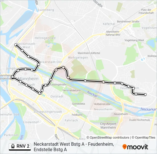 RNV 2 Light Rail Line Map