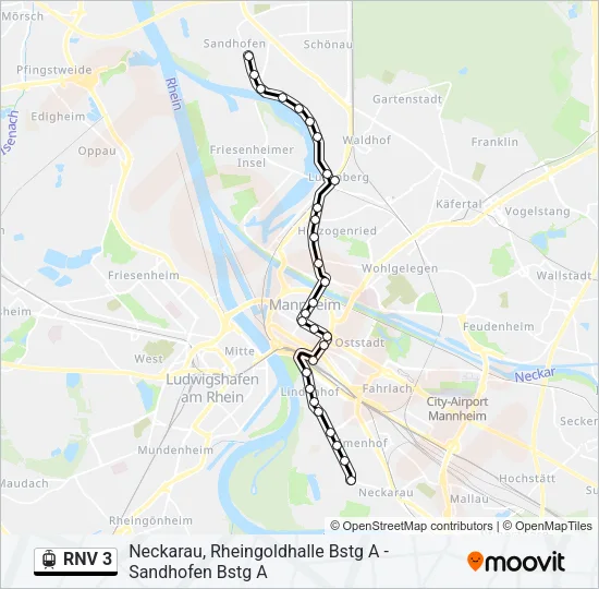 RNV 3 Light Rail Line Map