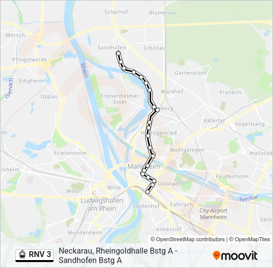 RNV 3 Light Rail Line Map