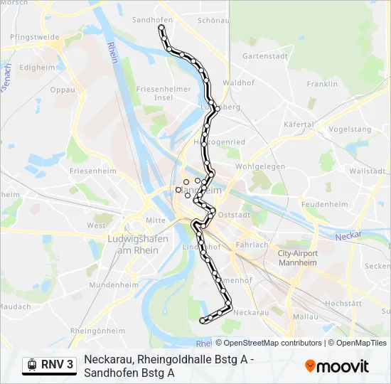 RNV 3 Light Rail Line Map
