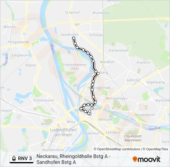 RNV 3 Light Rail Line Map
