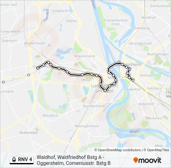 RNV 4 Light Rail Line Map