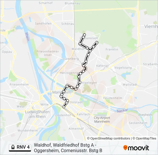 RNV 4 Light Rail Line Map
