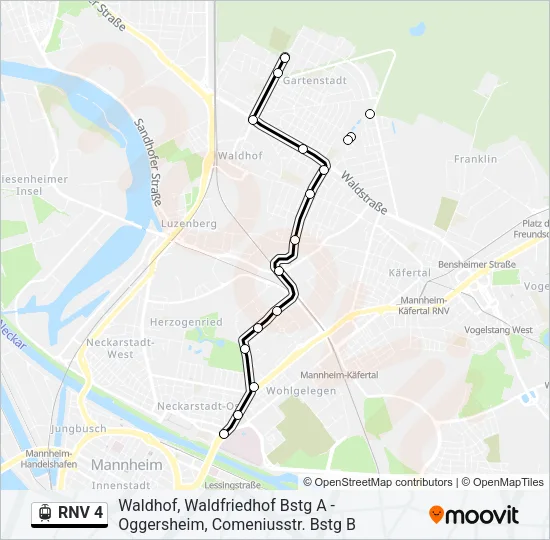 RNV 4 Light Rail Line Map