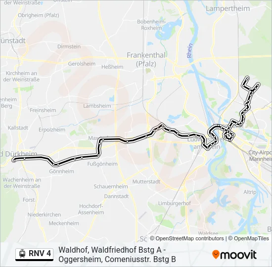 RNV 4 Light Rail Line Map