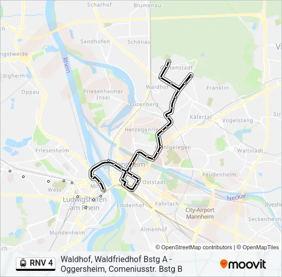 RNV 4 Light Rail Line Map