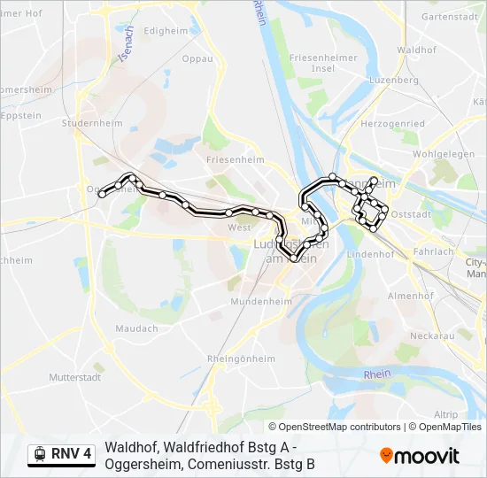 RNV 4 Light Rail Line Map