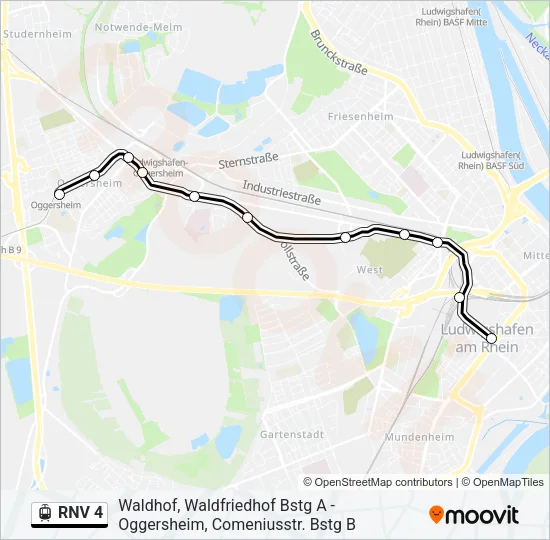 RNV 4 Light Rail Line Map