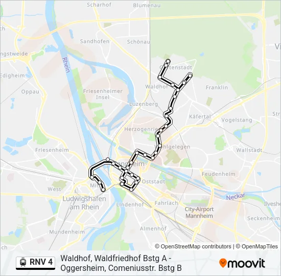 RNV 4 Light Rail Line Map
