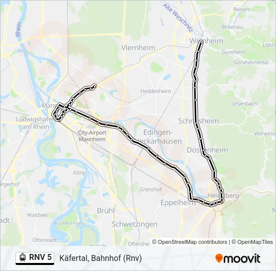 RNV 5 Light Rail Line Map