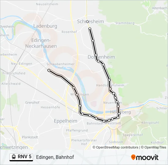 RNV 5 Light Rail Line Map