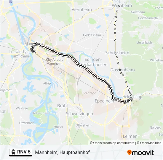 RNV 5 Light Rail Line Map
