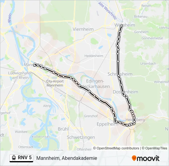 RNV 5 Light Rail Line Map