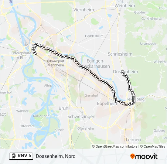 RNV 5 Light Rail Line Map