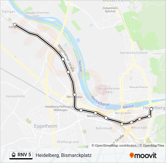 RNV 5 Light Rail Line Map
