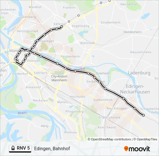 RNV 5 Light Rail Line Map