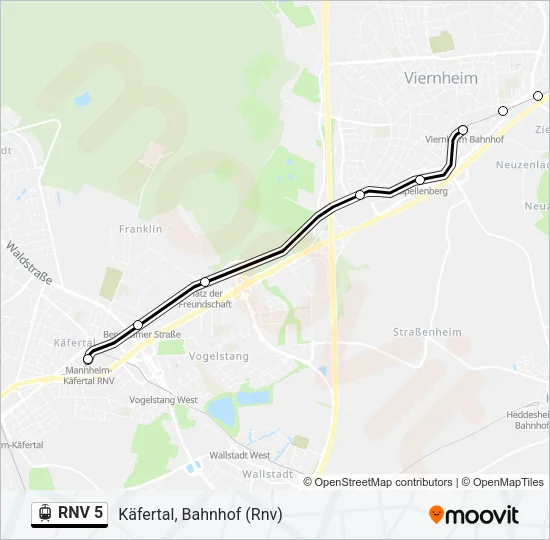 RNV 5 Light Rail Line Map