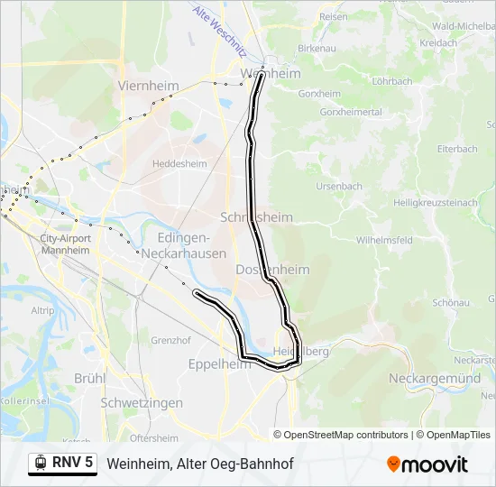 RNV 5 Light Rail Line Map