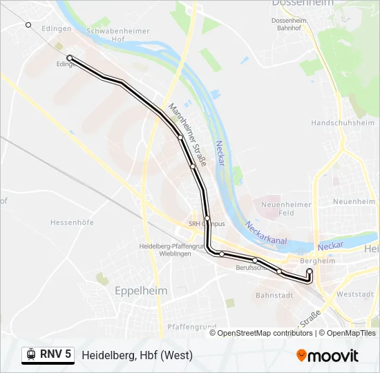 RNV 5 Light Rail Line Map