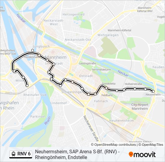 RNV 6 light rail Line Map