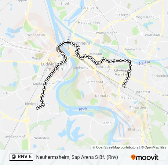 RNV 6 Light Rail Line Map