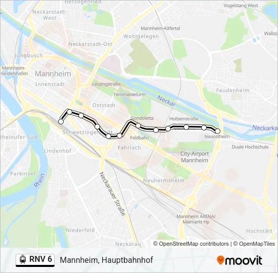 RNV 6 Light Rail Line Map