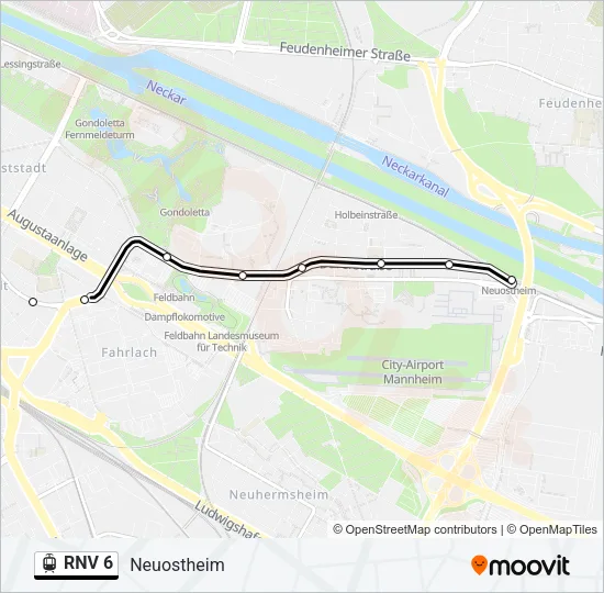 RNV 6 Light Rail Line Map