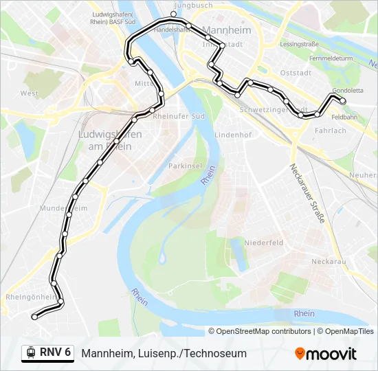 RNV 6 Light Rail Line Map