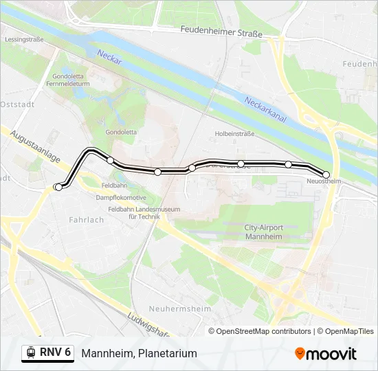 RNV 6 Light Rail Line Map