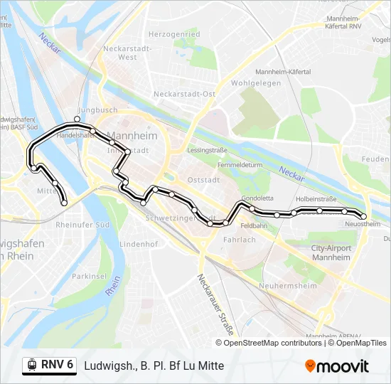 RNV 6 Light Rail Line Map