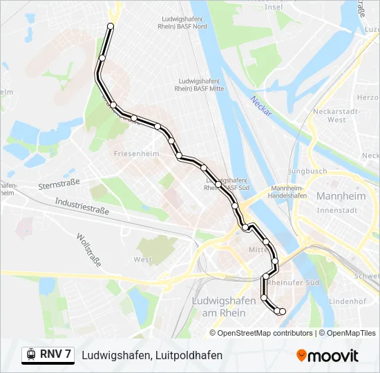 RNV 7 Light Rail Line Map