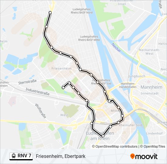 Straßenbahnlinie RNV 7 Karte