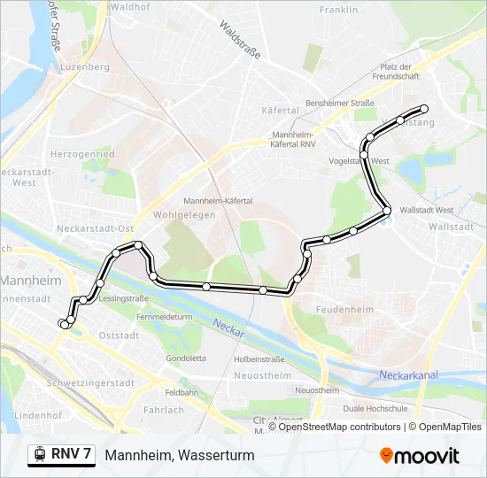 RNV 7 Light Rail Line Map