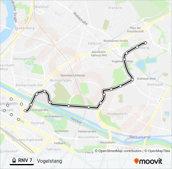 RNV 7 Light Rail Line Map