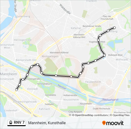 RNV 7 Light Rail Line Map
