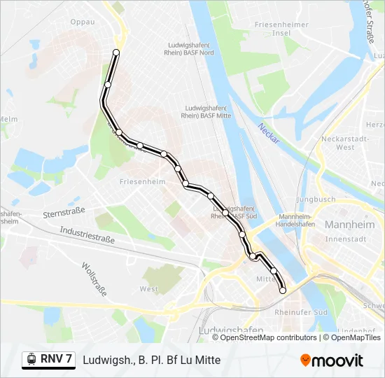 RNV 7 Light Rail Line Map