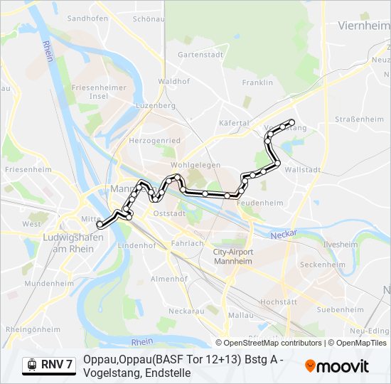 RNV 7 light rail Line Map