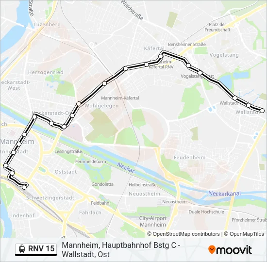 RNV 15 Light Rail Line Map
