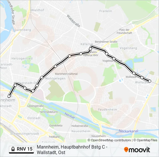 RNV 15 Light Rail Line Map
