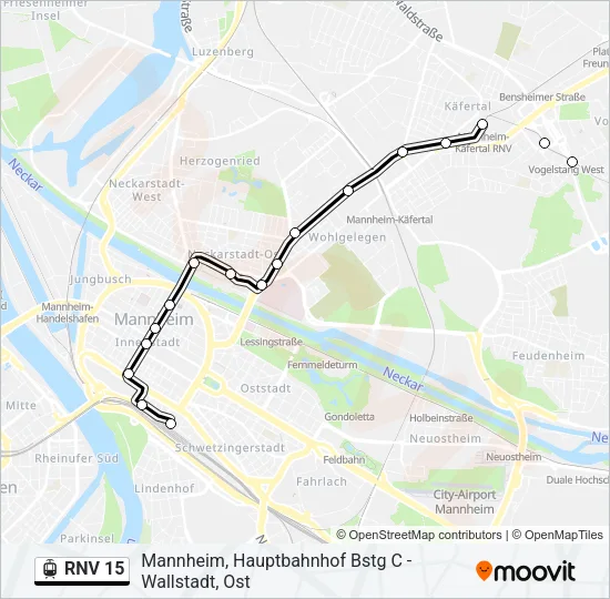 RNV 15 Light Rail Line Map