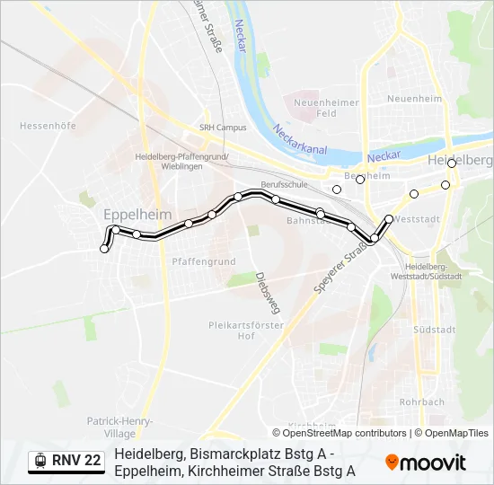 RNV 22 Light Rail Line Map