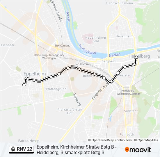 Straßenbahnlinie RNV 22 Karte